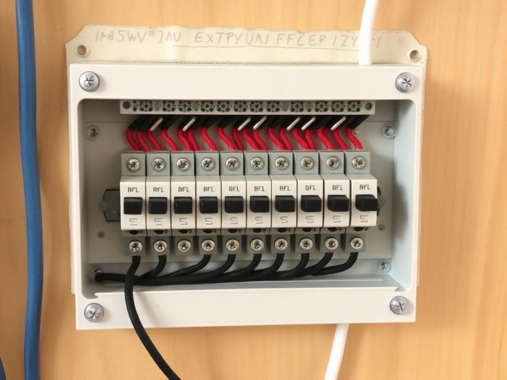 Titan Electrical Solutions — full property rewires in Caerphilly. modern fuse board installed in a domestic hallway on a new-build estates around Bedwas and Trecenydd home Caerphilly Business Park and Pontygwindy estate